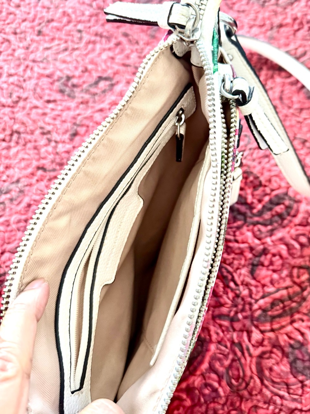 Dana Buchman White Floral Crossbody Bag Pink Peony Spring Summer Purse - Picture 8 of 10